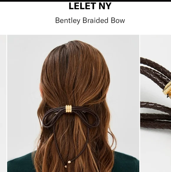 NWT Lelet NY Bently Braided Bow Hair Clip Barrette With Dust Bag - Picture 7 of 11